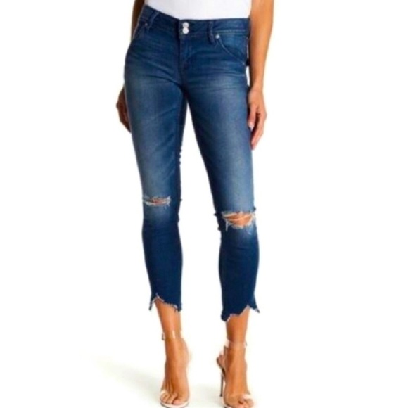 Hudson Jeans Collin Flap Skinny Crop Distressed Frayed Hem Jean 27 - Picture 1 of 14